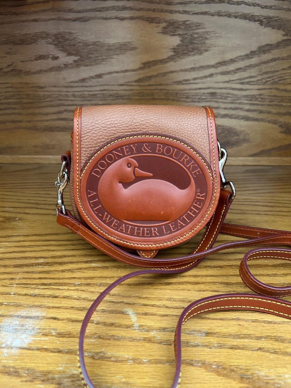 Women's Brown Leather Dooney and Bourke All Weather Leather 2 Duck Bag
